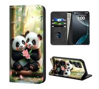 ETLKJVBL for Samsung Galaxy S23 Ultra Case Wallet with Card Holder, Pandas with Flowers in Bamboo Forest Stylish PU Leather Phone Case with Kickstand - Secure RFID Blocking & Magnetic Flip Cover