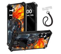 ETLKJVBL for Samsung Galaxy S24 Case, Anime The Fiery Warrior ArmorShield Military Grade Shockproof, Hidden Kickstand, Detachable Wrist Strap Protective Cover