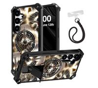 ETLKJVBL for Samsung Galaxy S24 Case, Cute Raccoons ArmorShield Military Grade Shockproof, Hidden Kickstand, Detachable Wrist Strap Protective Cover