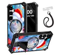 ETLKJVBL for Samsung Galaxy S24 Case, Cute White Cat with Blue Eyes ArmorShield Military Grade Shockproof, Hidden Kickstand, Detachable Wrist Strap Protective Cover