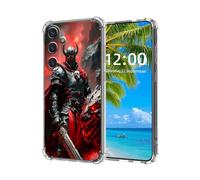 ETLKJVBL for Samsung Galaxy S24 Case, Dark Knight with Fiery Dragon High-Definition Painted Back Cover with Soft Transparent TPU Bumper, Shockproof Protective Case