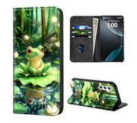 ETLKJVBL for Samsung Galaxy S24 Case Wallet with Card Holder, Frog on Lily Pad in Bamboo Forest Stylish PU Leather Phone Case with Kickstand - Secure RFID Blocking & Magnetic Flip Cover