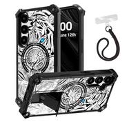 ETLKJVBL for Samsung Galaxy S24 Case, White Tiger with Blue Eyes ArmorShield Military Grade Shockproof, Hidden Kickstand, Detachable Wrist Strap Protective Cover
