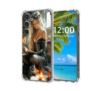 ETLKJVBL for Samsung Galaxy S24 Case,Witch Reading Spellbook with Cat High-Definition Painted Back Cover with Soft Transparent TPU Bumper, Shockproof Protective Case