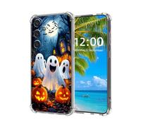ETLKJVBL for Samsung Galaxy S24 FE Case, Fright-Fall Phantoms & Pumpkins High-Definition Painted Back Cover with Soft Transparent TPU Bumper, Shockproof Protective Case