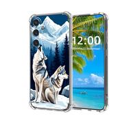 ETLKJVBL for Samsung Galaxy S24 Plus Case, Howling Wolves in Snowy Mountains High-Definition Painted Back Cover with Soft Transparent TPU Bumper, Shockproof Protective for S24 Plus Phone Case