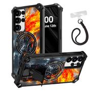 ETLKJVBL for Samsung Galaxy S24 Ultra Case, Anime The Fiery Warrior ArmorShield Military Grade Shockproof, Hidden Kickstand, Detachable Wrist Strap Protective Cover