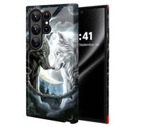 ETLKJVBL for Samsung Galaxy S24 Ultra Case, Black White Wolf Hybrid 2-Layer Hard Shell with Shockproof Silicone, Dual-Layer Protective Case for Samsung Galaxy S24 Ultra