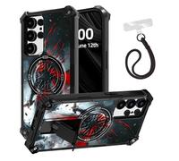 ETLKJVBL for Samsung Galaxy S24 Ultra Case, The Dark - Cloaked Warrior ArmorShield Military Grade Shockproof, Hidden Kickstand, Detachable Wrist Strap Protective Cover