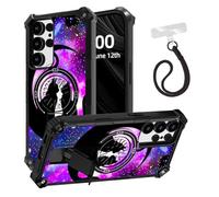 ETLKJVBL for Samsung Galaxy S24 Ultra Case, Two Cats Sitting on The Moon ArmorShield Military Grade Shockproof, Hidden Kickstand, Detachable Wrist Strap Protective Cover