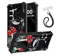 ETLKJVBL for Samsung Galaxy S25 Case, Mushrooms in The Moonlight ArmorShield Military Grade Shockproof, Hidden Kickstand, Detachable Wrist Strap Protective Cover