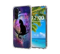 ETLKJVBL for Samsung Galaxy S25 Edge Case, Black Cat Sitting on The Moon High-Definition Painted Back Cover with Soft Transparent TPU Bumper, Shockproof Protective for S25 Edge Phone Case