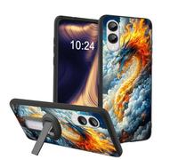 ETLKJVBL for Samsung Galaxy S25 Edge Case, Fiery Dragon Soaring Through Clouds Soft TPU Shockproof Cover with 360-Degree Rotating Stand, Slim Lightweight Anti-Scratch Protective Phone Case