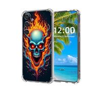 ETLKJVBL for Samsung Galaxy S25 Edge Case, Fiery Skull with Antler High-Definition Painted Back Cover with Soft Transparent TPU Bumper, Shockproof Protective for S25 Edge Phone Case