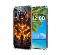 ETLKJVBL for Samsung Galaxy S25 Edge Case, Samurai vs Fiery Demon High-Definition Painted Back Cover with Soft Transparent TPU Bumper, Shockproof Protective for S25 Edge Phone Case