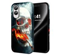 ETLKJVBL for Samsung Galaxy S25 Edge Case, Skull Smoking with Fiery Glow Hybrid 2-Layer Hard Shell with Shockproof Silicone, Dual-Layer Protective Case for Samsung Galaxy S25 Edge