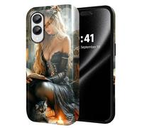 ETLKJVBL for Samsung Galaxy S25 Edge Case, Witch Reading Spellbook with Cat Hybrid 2-Layer Hard Shell with Shockproof Silicone, Dual-Layer Protective Case for Samsung Galaxy S25 Edge