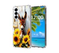 ETLKJVBL for Samsung Galaxy S25 FE Case, Donkey Amid Sunflowers by Wooden Wall High-Definition Painted Back Cover with Soft Transparent TPU Bumper, Shockproof Protective for S25 FE Phone Case