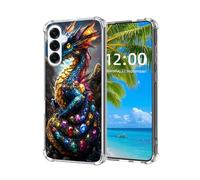ETLKJVBL for Samsung Galaxy S25 FE Case, Gem - Studded Dragon on Rocks High-Definition Painted Back Cover with Soft Transparent TPU Bumper, Shockproof Protective for S25 FE Phone Case