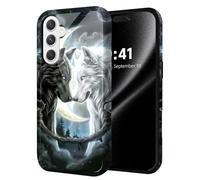 ETLKJVBL for Samsung Galaxy S25 FE Case, Hybrid 2-Layer Hard Shell with Shockproof Silicone, Black White Wolf Dual-Layer Protective Case for Samsung Galaxy S25 FE