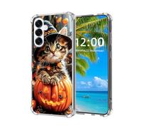 ETLKJVBL for Samsung Galaxy S25 FE Case, Kitten in Witch Hat with Pumpkin High-Definition Painted Back Cover with Soft Transparent TPU Bumper, Shockproof Protective for S25 FE Phone Case