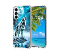 ETLKJVBL for Samsung Galaxy S25 FE Case, Wolf Howling at the Moon High-Definition Painted Back Cover with Soft Transparent TPU Bumper, Shockproof Protective for S25 FE Phone Case