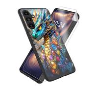 ETLKJVBL for Samsung Galaxy S25 Plus Case, Sailing Ship by Moonlit Beach High-Definition Painted Glass Back Cover with Soft Silicone TPU Bumper, Shockproof Protective