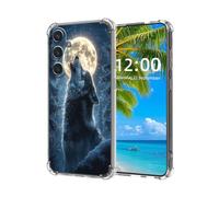 ETLKJVBL for Samsung Galaxy S25 Plus Case,Wolf Howling at Full Moon High-Definition Painted Back Cover with Soft Transparent TPU Bumper, Shockproof Protective Case