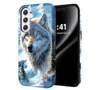 ETLKJVBL for Samsung Galaxy S25 Plus Case, Wolf in Snowy Mountains Hybrid 2-Layer Hard Shell with Shockproof Silicone, Dual-Layer Protective Case for Samsung Galaxy S25 Plus