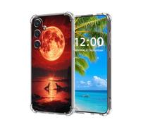 ETLKJVBL for Samsung Galaxy S25 Plus Case,Wolves Howling At Red Moon by The Lake High-Definition Painted Back Cover with Soft Transparent TPU Bumper, Shockproof Protective Case