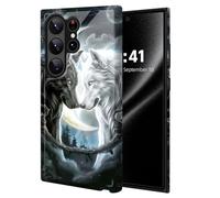 ETLKJVBL for Samsung Galaxy S25 Ultra Case, Black White Wolf Hybrid 2-Layer Hard Shell with Shockproof Silicone, Dual-Layer Protective Case for Samsung Galaxy S25 Ultra