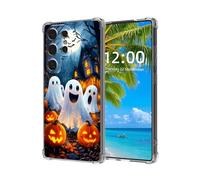 ETLKJVBL for Samsung Galaxy S25 Ultra Case, Fright-Fall Phantoms & Pumpkins High-Definition Painted Back Cover with Soft Transparent TPU Bumper, Shockproof Protective Case