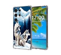 ETLKJVBL for Samsung Galaxy S25 Ultra Case, Howling Wolves in Snowy Mountains High-Definition Painted Back Cover with Soft Transparent TPU Bumper, Shockproof Protective for S25 Ultra Phone Case