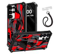 ETLKJVBL for Samsung Galaxy S25 Ultra Case, Red - Black Dripping Faces ArmorShield Military Grade Shockproof, Hidden Kickstand, Detachable Wrist Strap Protective Cover