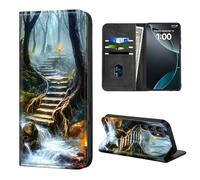 ETLKJVBL for Samsung Galaxy S25 Ultra Case Wallet with Card Holder, Mystic Forest Stairs by Stream Stylish PU Leather Phone Case with Kickstand - Secure RFID Blocking & Magnetic Flip Cover
