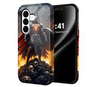 ETLKJVBL for Samsung Galaxy S26 Case, Armored Warrior with Flames Skull Hybrid 2-Layer Hard Shell with Shockproof Silicone, Dual-Layer Protective Case for Samsung Galaxy S26