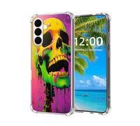 ETLKJVBL for Samsung Galaxy S26 Case, Neon Dripping Skull Green Pink High-Definition Painted Back Cover with Soft Transparent TPU Bumper, Shockproof Protective Case