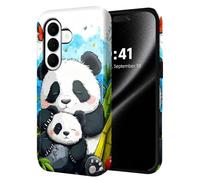 ETLKJVBL for Samsung Galaxy S26 Case, Panda Hug with Bamboo Butterfly Hybrid 2-Layer Hard Shell with Shockproof Silicone, Dual-Layer Protective Case for Samsung Galaxy S26