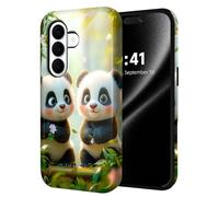 ETLKJVBL for Samsung Galaxy S26 Case, Two Cute Panda Cubs in Bamboo Hybrid 2-Layer Hard Shell with Shockproof Silicone, Dual-Layer Protective Case for Samsung Galaxy S26
