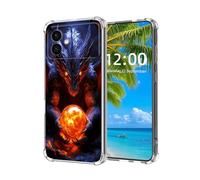 ETLKJVBL for Samsung Galaxy S26 Edge Case, Dragon Guarding Fiery Orb High-Definition Painted Back Cover with Soft Transparent TPU Bumper, Shockproof Protective Case