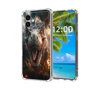 ETLKJVBL for Samsung Galaxy S26 Edge Case, Fierce Dinosaur in Fiery Background High-Definition Painted Back Cover with Soft Transparent TPU Bumper, Shockproof Protective Case