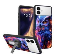 ETLKJVBL for Samsung Galaxy S26 Edge Case, Fiery Owl with Glowing Eyes Soft TPU Shockproof Cover with 360-Degree Rotating Stand, Slim Lightweight Anti-Scratch Protective Phone Case
