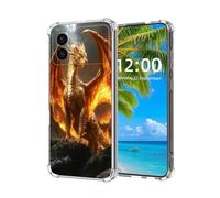 ETLKJVBL for Samsung Galaxy S26 Edge Case, Majestic Golden Dragon in Fiery Landscape High-Definition Painted Back Cover with Soft Transparent TPU Bumper, Shockproof Protective Case