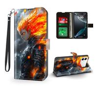 ETLKJVBL for Samsung Galaxy S26 Edge Case Wallet with Card Holder, Anime The Fiery Warrior Magnetic Snap and RFID Blocking Leather Flip Cover/Kickstand Phone Case