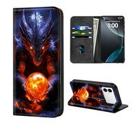 ETLKJVBL for Samsung Galaxy S26 Edge Case Wallet with Card Holder, Dragon Guarding Fiery Orb Stylish PU Leather Phone Case with Kickstand - Secure RFID Blocking & Magnetic Flip Cover