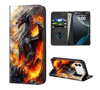 ETLKJVBL for Samsung Galaxy S26 Edge Case Wallet with Card Holder, Fiery Black Dragon in Flames Stylish PU Leather Phone Case with Kickstand - Secure RFID Blocking & Magnetic Flip Cover
