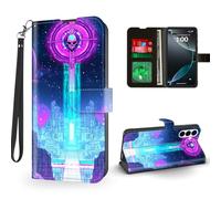 ETLKJVBL for Samsung Galaxy S26 Edge Case Wallet with Card Holder, Galactic Skull Tower Magnetic Snap and RFID Blocking Leather Flip Cover/Kickstand Phone Case