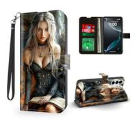 ETLKJVBL for Samsung Galaxy S26 Plus Case Wallet with Card Holder, Gothic Witch with Black Cat and Spellbook Magnetic Snap and RFID Blocking Leather Flip Cover/Kickstand Phone Case