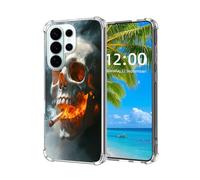 ETLKJVBL for Samsung Galaxy S26 Ultra Case, Skull with Smoking Cigarette High-Definition Painted Back Cover with Soft Transparent TPU Bumper, Shockproof Protective Case