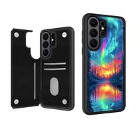 ETLKJVBL for Samsung Galaxy S26 Ultra Case Wallet with Card Holder, Rainbow Aurora Borealis Over Lake Stylish PU Leather Phone Case with Kickstand - Secure RFID Blocking & Dual Magnetic Locking